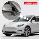 BETTERHUMZ Car Rear View Mirror Decor Strips Compatible with Tesla Model Y Juniper 2017-2025 2026,Carbon Fiber Sticker Car Exterior Accessories (Black)