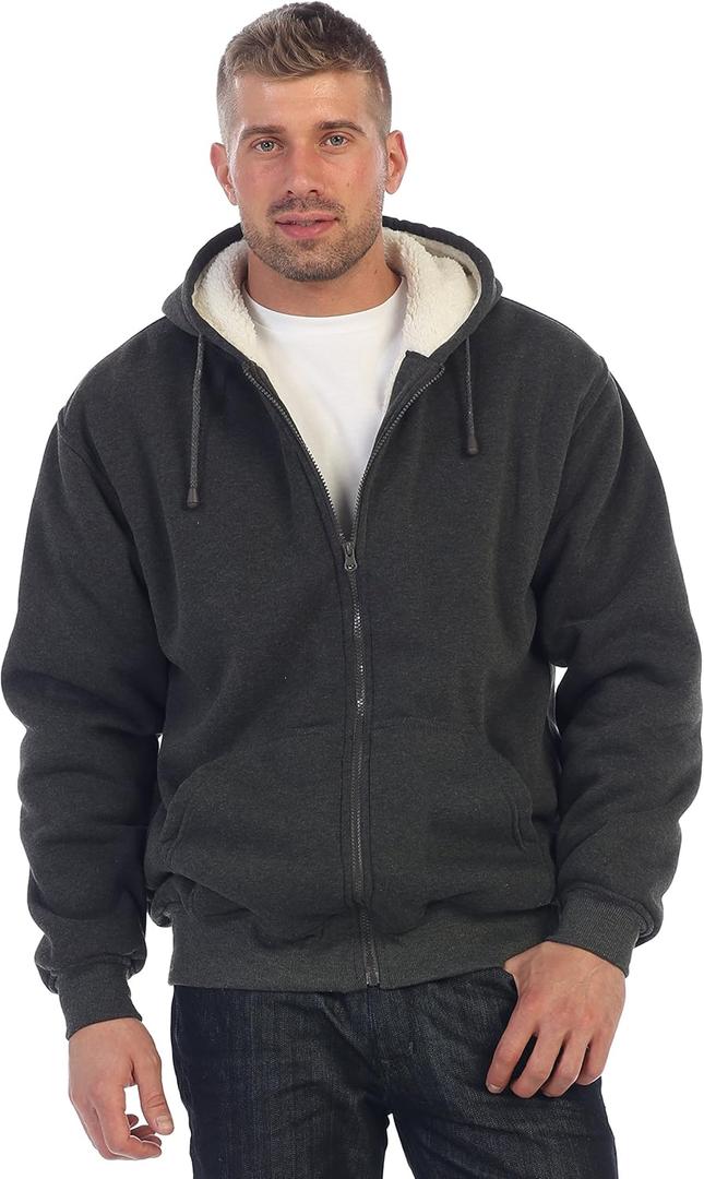 Gioberti Men's Soft Heavyweight Sherpa Lined Fleece Hoodie Jacket (X-Large, Heather Charcoal)