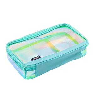 5 Pack Caseit Clear XL Pouch Clear Pencil Case, Clear Zipper Pencil Pouch, Transparent Pen Pouch, Travel Toiletry Bag, Cosmetic Bag, Stationary Bag for Office School, PLP18VC, Iridescent & Mint