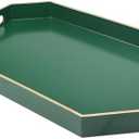 Omuriko Green Decorative Tray with Handles, Versatile Serving Tray for Coffee Table, Ottoman, Ideal for Serving, Displaying, Organizing, 15.7"*10.2"*1.57", Green