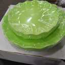 LIYH 24pcs Green Plastic Plates Reusable Unbreakable Dinner Plates Scalloped Plate Microwave & Dishwasher Safe Plate Sets Perfect for Parties Birthday Picnics(12guests)