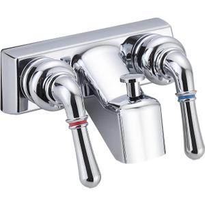 RV Shower Faucet, 4 inch Shower Valve Diverter Replacement, with Classical Dual Handles for RV/Camper/Motorhome Bathroom, Chrome