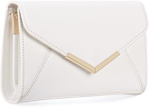 DEXMAY Women Envelope Clutch Faux Saffiano Leather Evening Handbag Foldover Clutch Bag Formal Dressy Purse