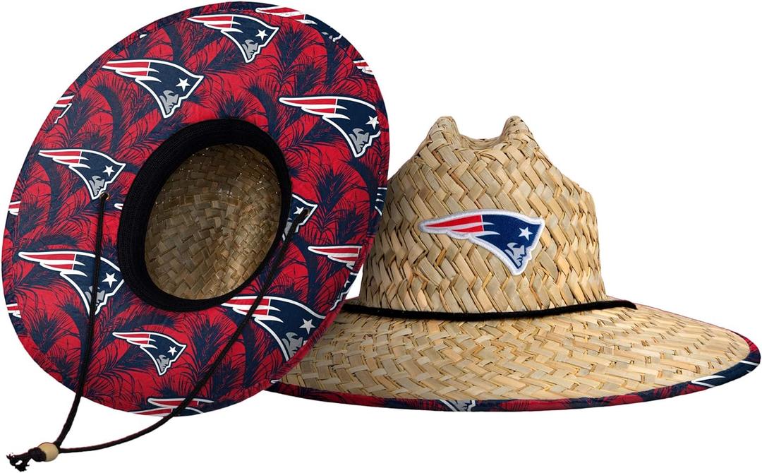 NFL Team Logo Floral Lifeguard Beach Straw Sun Hat (One Size)