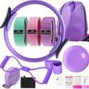Pilates Essentials Kit for Women - Better Yoga Pilates Kit for Home Workouts with Pilates Ring and Ball Set, Booty Bands, Figure 8 Resistance Band, Yoga Bands for Stretching (Purple)