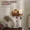 Rebee Vision Pine Wood Key Holder Wall Mount for Home Decor - Stylish Mail Holder Wall Mounted with Shelf & Hooks for Entryway - File Organizer with 3-Tire Mail Sorter for Lettter, Paper (Light Brown)
