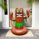 25" Inflatable Luau Tiki Pool Toss Games, Tiki Pool Ring Toss Toys with 4 Rings for Adults Indoor Outdoor Tropical Summer Swimming Inflatable Bean Bags Toss Hawaiian Luau Party Supplie