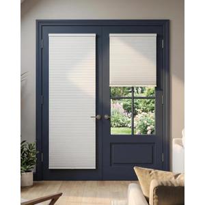 No Drill Blackout Cellular Shades for French Doors, 1 Pack, 25"x70", White