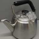 Sur La Table Kitchen Essentials 2 Qt Heavy Gauge Brushed Stainless Steel Whistling Tea Kettle  Durable Stovetop Kettle