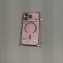 Magnetic for iPhone 17 Pro Case, with Camera Lens Protector, Compatible with Magnetic, Slim Shockproof Bumper Soft Silicone Metallic Luster Phone Case for iPhone 17 Pro, Pink