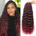 Goddess Box Braids Crochet Hair for Women 18 Inch Pre-looped Boho Crochet Box Braids with Curly Ends 7 Packs Ombre Burgundy Bohemian Synthetic Braiding Hair Extensions (TBUG)