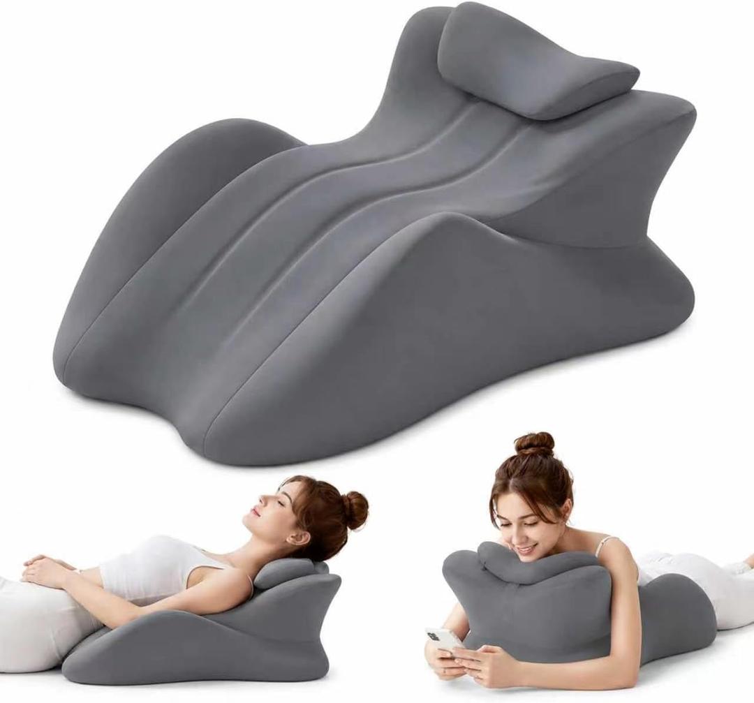 Large 27° Memory Foam Wedge Pillow for Back & Leg Support（Dark Gray）