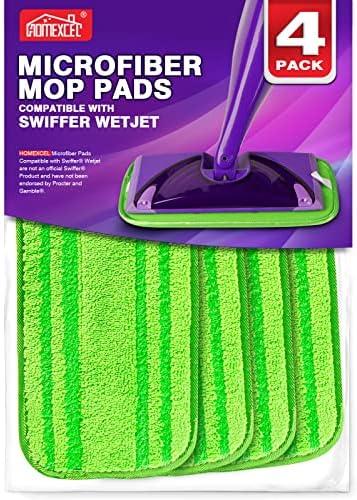 HOMEXCEL Microfiber Mop Pads Compatible with Swiffer Wet Jet, Reusable and Machine Washable Floor Pad Refills, Mop Head Replacements for Multi Surface Wet & Dry Cleaning, Pack of 2