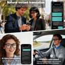 AI Smart Wireless Bluetooth Translation Glasses for Men/Women with Speakers/Bluetooth&140+ Languages Translation Sports/Travel/Drive/Busniess (C2+AI+Color Change Lenses+Black)