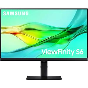 SAMSUNG 24" ViewFinity S6 (S60UD) Series QHD High Resolution Computer Monitor, 100Hz, HDR10, USB-C, Built-In LAN Port, Daisy Chain Support, Easy Setup, Height Adjustable Stand, LS24D606UANXZA, 2024