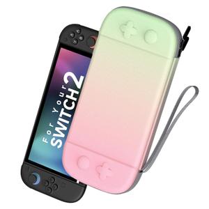 LXFEIFANTECH Slim Carrying Case Compatible with Nintendo Switch 2 2025, Hard Shell Travel Case with 12 Game Card Slots & Screen Protector Mat , Portable Hard Shell Storage Bag, Pink & Green