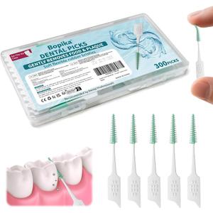 4 x Bopika Soft Interdental Brushes - 300PCS Gentle Dental Picks for Braces, Bridges & Wide Gaps, Dentist-Recommended with Travel-Friendly Case