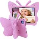 Cute Butterfly Kids Case for Apple iPad (A16) 11th Generation 11 Inch (2025), iPad 10th Generation 10.9 Inch (2022), 3D Cartoon EVA Foam Shockproof Stand Cover for Girls - Pink