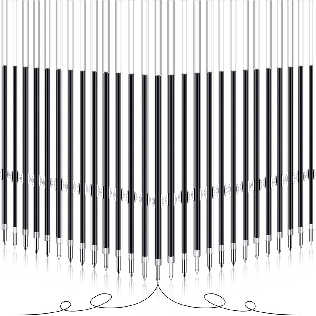 Outus 60 Pcs 0.7 mm Black Retractable Pen Refills Bulk 4.2inch Replacement Ballpoint Ink Pen Refills for Click Ball Point Pens School Office Supplies
