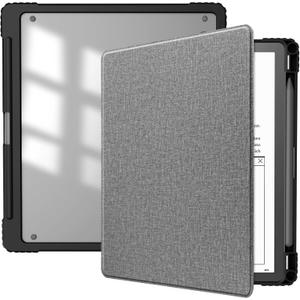 HGWALP Slimshell Clear Case for Kindle Scribe 10.2" (2024/2022 Release),Kindle Scribe Case Cover 10.2 inch 2024/2022 with Pen Holder and Auto Sleep/Wake Function-Grey