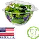Mr Miracle Clear 48 Ounce Plastic Salad Bowls with Snap-On Lids. Pack 50. Airtight Disposable Salad Containers for Lunch, Meal Prep, Parties. Ideal as Disposable Salad Bowls with Lids