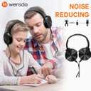 Kids Headphones Bulk 6 Pack for School Classroom Student, Wholesale Wired Durable Earphones Class Set for Children Toddler Teens Boys Girls and Adult (HY450, 6 Black)
