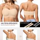 LetsJoli Push Up Strapless Bras for Women Supportive Bandeau Bra Non Slip Wireless No Underwire Padded Tube Bra (XL)