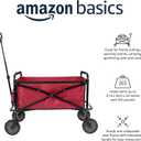 Amazon Basics Collapsible Heavy Duty Utility Wagon for Outdoor Sports, Camping, Garden, and Pets, Portable with Handle, 265 pounds Weight Capacity, 27.6 x 40.9 x 20 inches, Red