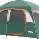 CAMPROS CP Tent-6-Person-Camping-Tents, Waterproof Windproof Family Tent with Top Rainfly, 4 Large Mesh Windows, Double Layer, Easy Set Up, Portable with Carry Bag (6 Person, Dark Green-6)