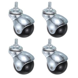 uxcell 2 Inch Ball Caster Wheels, 4pcs Threaded Stem Caster 360 Degree Rotatable Caster Wheels for Furniture, Silver Tone