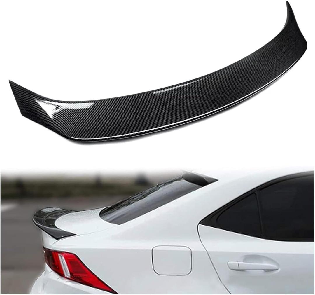 ECOTRIC Rear Trunk Spoiler Wing Lid Compatible with 14-20 Lexus IS200T IS250 IS300 IS350 Carbon Fiber Style Durable Plastic