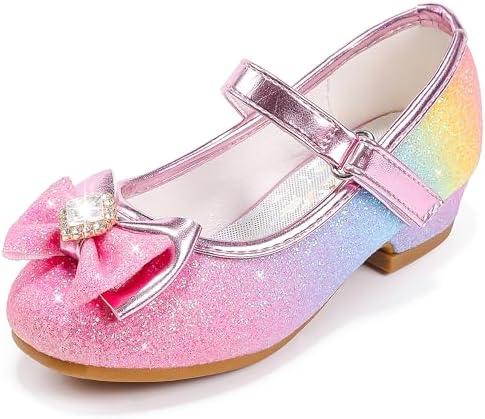 Furdeour Girls Dress Shoes Mary Jane Wedding Flower Bridesmaids Heels Glitter Princess Shoes for Kids Toddler 8