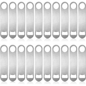 Pack of 20 Flat, Stainless Steel Beer Openers Sublimation Bottle Opener Blanks Heavy Duty Bar Funny for Bartender, Men Women Kitchen Party Supplies, 7 Inch (Silver)