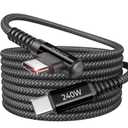 AINOPE 240W USB C to USB C Cable Fast Charging 10FT,Right Angle USBC to USBC Fast Type C Charging Cable Fits iPhone 16 Pro Max Plus,iPhone 15,MacBook Air/Pro,iPad Pro,Samsung,Pixel,All Devices,Black