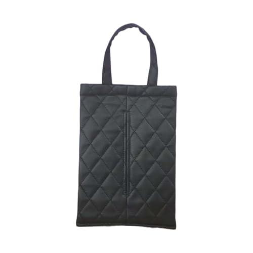 Car Tissue Holder, PU Leather Car Backseat Napkin Holder, Rectangular Hanging Tissues Box Cover for 120-150 Standard Tissues, Car Tissue Storage Organizer Accessories for Most Vehicles (Black)