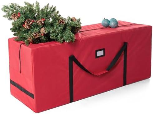 JOIEDOMI Christmas Tree Storage Bag - for 7.5 ft Artificial Disassembled Holiday Tree - Heavy Duty 900D Oxford Fabric Waterproof Xmas Tree Bag with Durable Reinforced Handles & Dual Zipper, Red