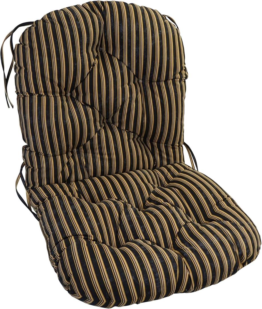 Blazing Needles Indoor Tufted High Back Chair Cushion, 48" x 24", Midnight Stripe