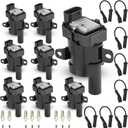 Set of 8 Ignition Coil and 8 Iridium Spark Plug with 8 Wire set Compatible with Chevrolet Buick Cadillac GMC Silverado Express Escalade Replacement for UF262, 748HH 9748HH 41-962