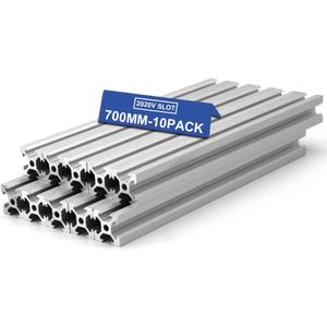 10Pcs V Slot 2020 Aluminum Extrusion Profile 700mm (27.5'') Silver