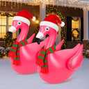 Lenwen 48" Christmas Inflatable Flamingo Outdoor Bird Yard Sign Art Pink Flamingo Yard Decorations Inflatable Lawn Art Ornaments for Outdoor Patio Backyard Porch Halloween Holiday Party(1 Pcs)