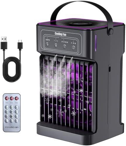 Portable Air Conditioners, 4-IN-1 Portable AC Unit with 3 Wind Speeds, 3 Spray Mode, 7 Night Light & 2-8H Timer Air Conditioner Portable,Personal Small Mini Air Conditioner Air Cooler for Room Camping