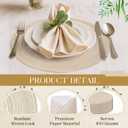 Geosar 100 Pcs Disposable Paper Placemats Cotton Woven Look 13'' Round Placemats Rustic Disposable Table Pads Bulk for Dining Table Decoration Birthday Wedding Bridal Baby Shower Party (Beige)