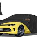 Car Cover Waterproof All WeatherCustom Fit for Chevy Camaro 2010-2025, Heavy Duty Outdoor Full Exterior Cover for Automobiles, Sun Rain UV Dust Snow Protection with Door Zipper-Black