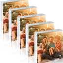 Egofine 5x5 Acrylic Frames 5 Pack, 20mm Thicker Frameless Clear Picture Frames, Double Sided Magnetic Picture Frames, Free Standing Desktop Display