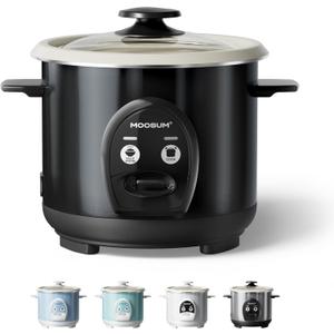 3-Cup Uncooked Rice Cooker Small - Ceramic Coating Non-Toxic Inner Pot, One-Touch Multifunction for Rice/Saut/Yogurt, Dishwasher Safe, 1-3 People Size, Dark