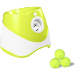 Automatic Dog Ball Thrower with 3 Interactive Tennis Balls, Electric Pet Dog Ball Launcher Interactive Dog Toy,Adjustable Distance Settings for Indoor and Outdoor Play