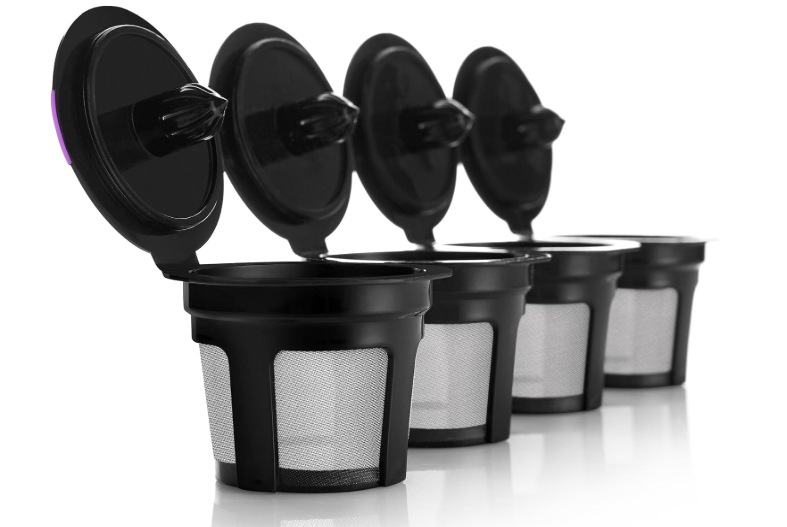 4 Pack Reusable K Cups for Keurig Coffee Makers – BPA-Free Refillable Coffee Pods, 4 Black – Compatible with Keurig Brewers