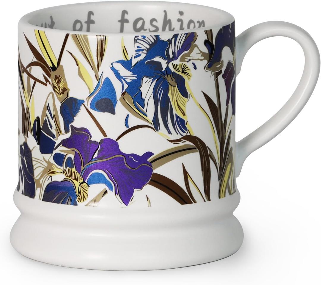 Ceramic Vintage Flower Coffee Mug, 13 oz Cappuccino Mugs Classical Floral Cups Aesthetic Mug Tea Cup, Perfect for Tea, Cocoa, Latte - Gifts for Women Men Dad Mom (White)