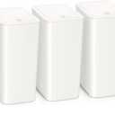 SHPMXUPW 3 Pack Bathroom Small Trash Can with Lid,10L / 2.6 Gallon Slim Garbage Bin Wastebasket with Pop-Up Lid for Bedroom, Office, Kitchen, Craft Room, Fits Under Desk/Cabinet/Sink (White)