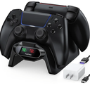 Fachixy Controller Charger for PS5, with 2Hour Fast Charging chip, PlayStation 5 Charging Station with US Power Adapter and Cable, with LED Charging Status Indicator Light, Black